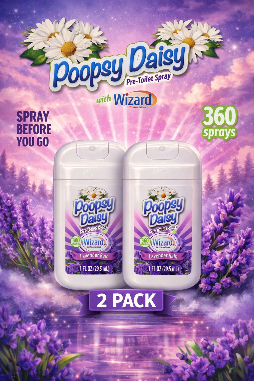 Wizard Poopsy Daisy Lavender Rain Pre Toilet Spray 2 Pack NEW FAST SHIPPING